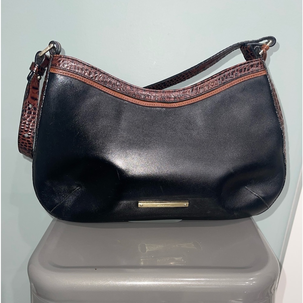 Brahmin Cayson Tri Textured leather shoulder bag black Tuscan - Picture 5 of 16